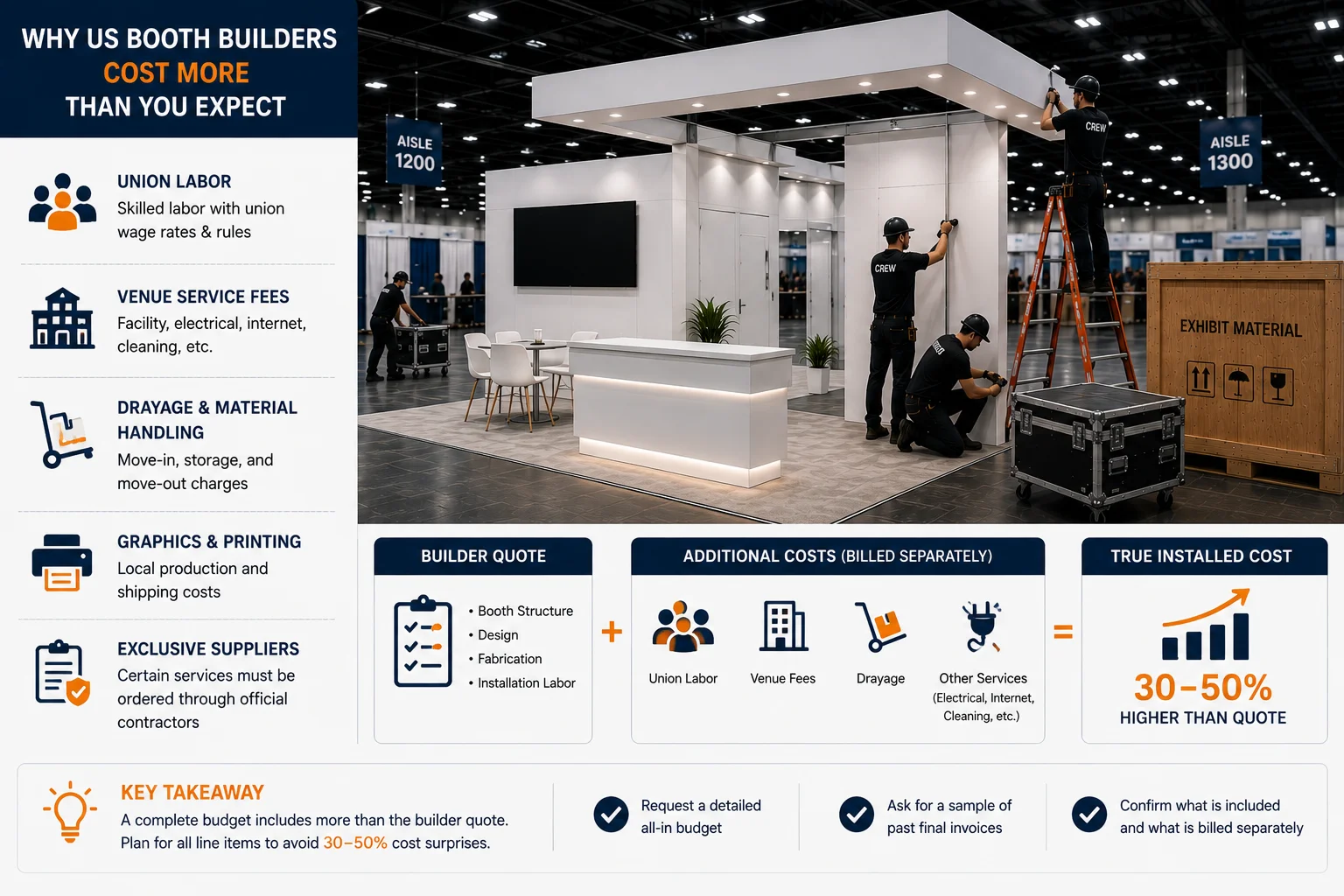 US booth builder line item budget breakdown for overseas exhibitors